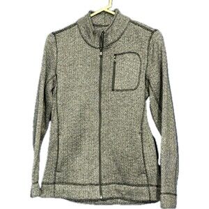MNY Marc New York Fleece Lined Performance Jacket ZIP Gray Herringbone Womens XS